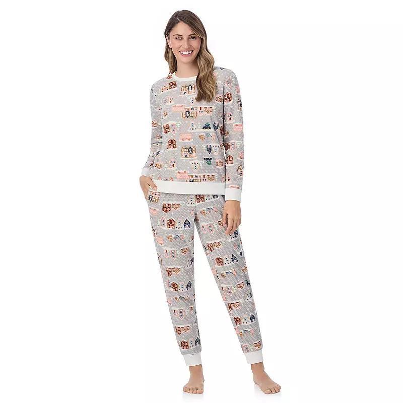 Womens Cuddl Duds Honeycomb Fleece Pajama Top & Pajama Joggers Set Product Image