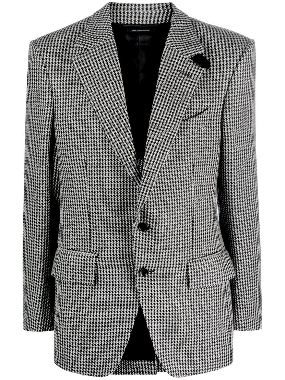 TOM FORD Houndstooth-pattern Single-breasted Blazer In Black & White Product Image