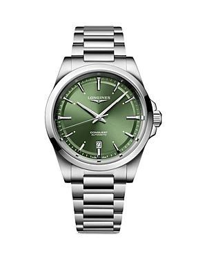 Longines Mens Swiss Automatic Conquest Stainless Steel Bracelet Watch 41mm - Silver Product Image