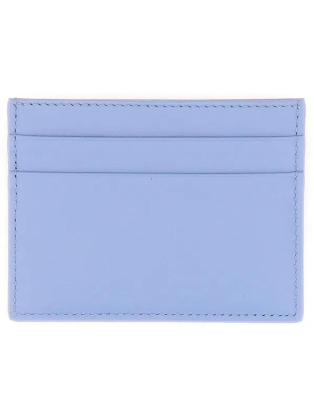 Calf Leather Cardholder With Logo In Blue Product Image