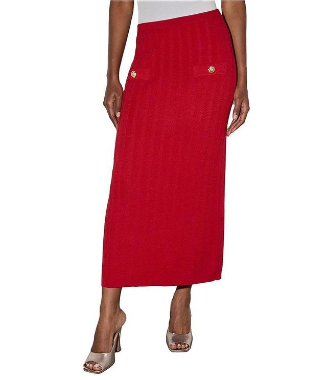 Ming Wang Soft Knit No-Roll Waist Pull-On Maxi Coordinating Pencil Skirt Product Image