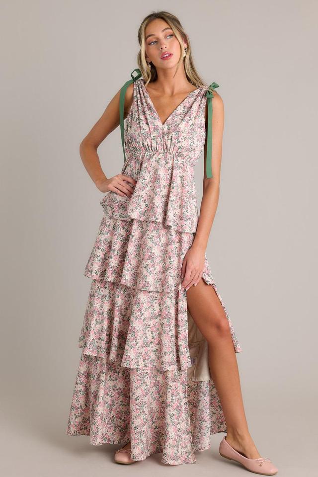 Endless Inspiration Pink Multi Floral Tiered Maxi Dress Product Image