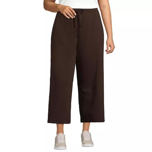 Plus Size Lands End Sport Knit Wide-Leg Crop Pants, Womens Flax Grey Product Image