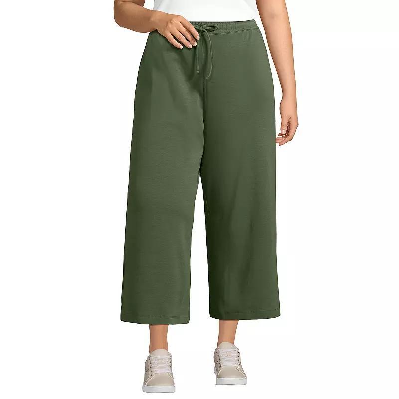 Plus Size Lands End Sport Knit Wide-Leg Crop Pants, Womens Product Image