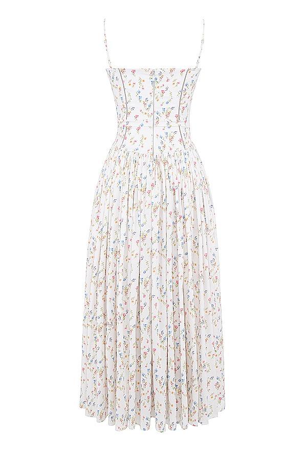 Ysabella White Posy Print Cotton Maxi Sundress Product Image