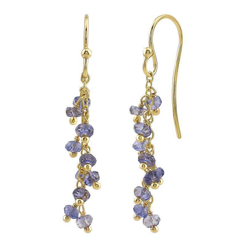 Gemistry 14k Gold Over Sterling Silver Gemstone Beaded Drop Earrings, Womens, Iolite Product Image