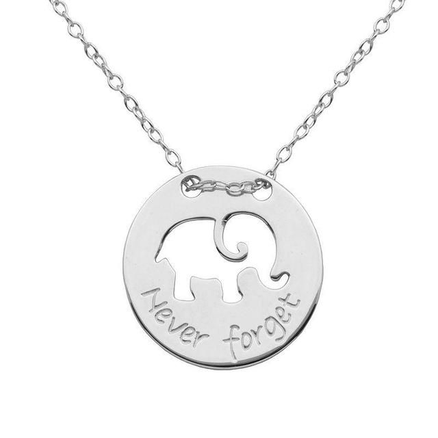 Silver-Plated Never Forget Elephant Pendant, Womens Grey Product Image