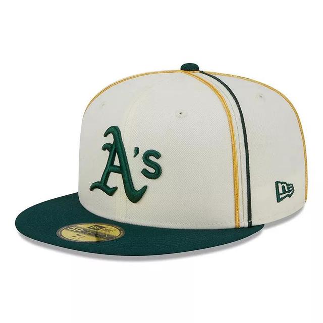 Mens New Era Cream/Green Oakland Athletics Chrome Sutash 59FIFTY Fitted Hat Product Image