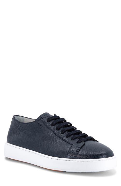 SANTONI Suede Low-top Sneakers In Blue Product Image