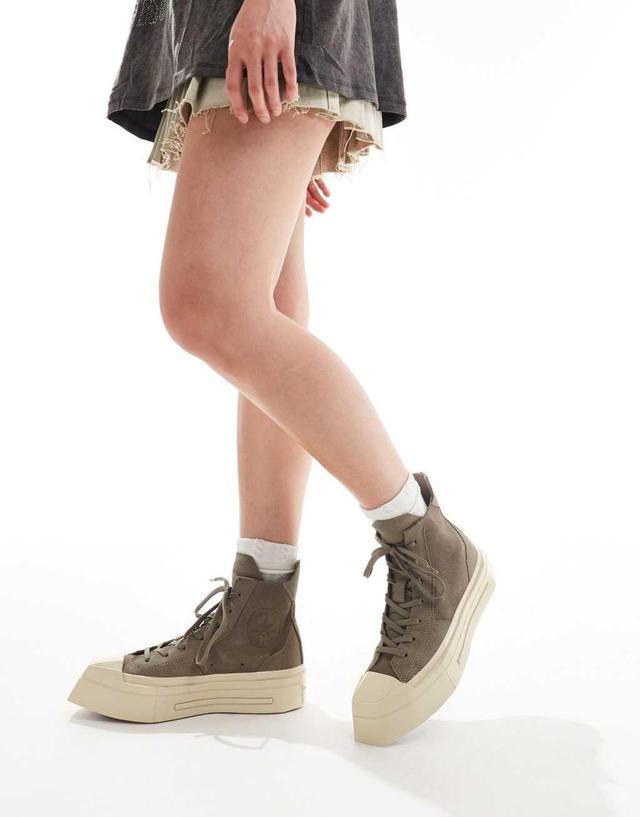 Converse Chuck 70 De Luxe squared platform sneakers in brown Product Image