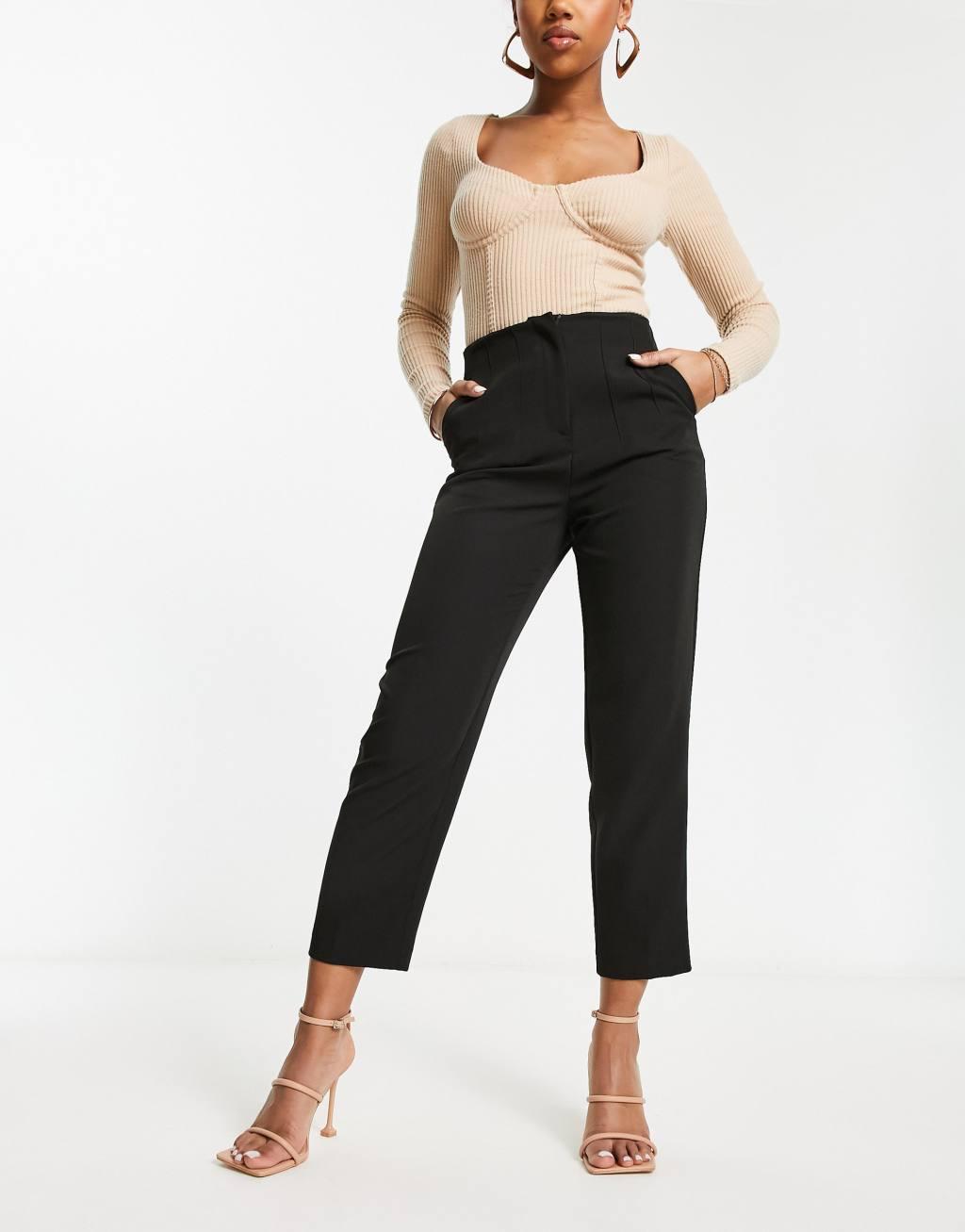 Miss Selfridge cigarette pants in black Product Image