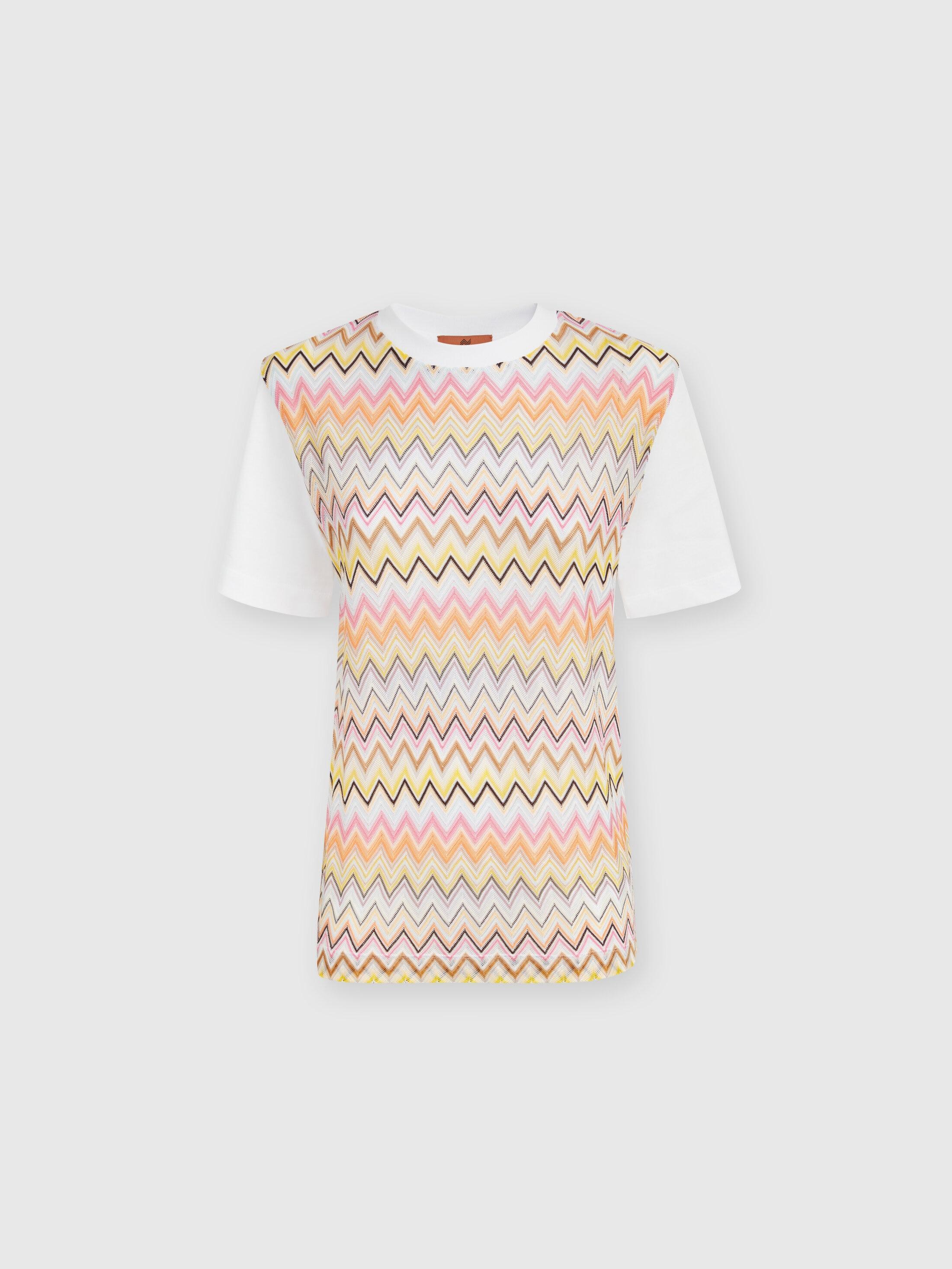 Cotton jersey T-shirt with chevron inserts Product Image