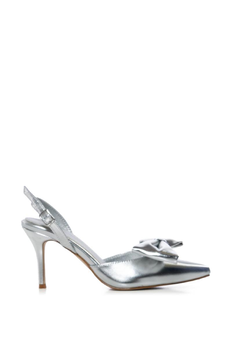 AZALEA WANG ROCHELLA SILVER BOW PUMP Product Image