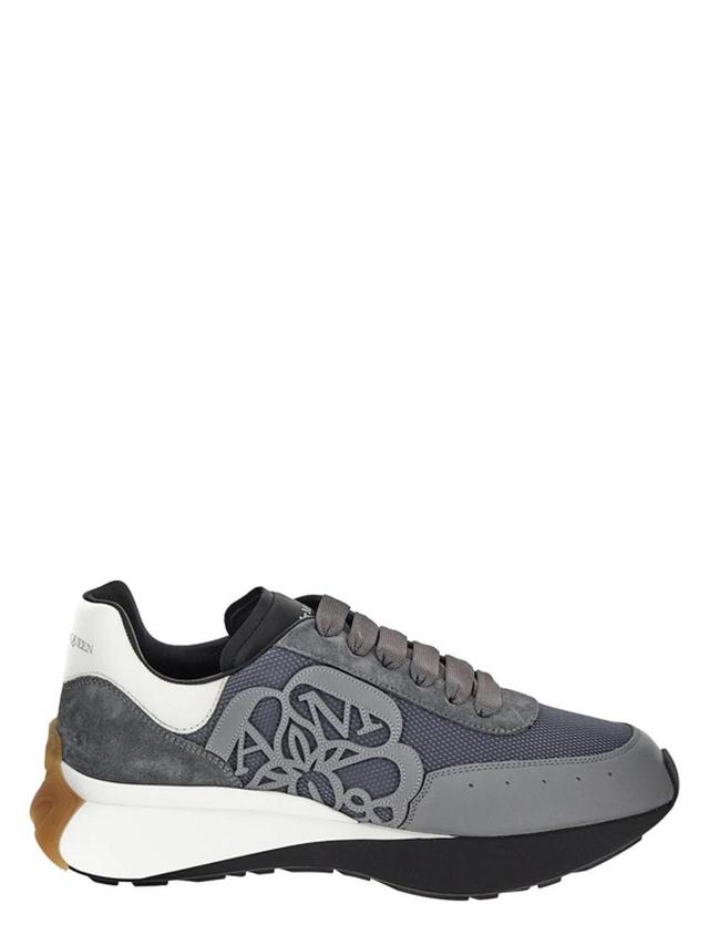 Sprint Runner Logo-embossed Leather Low-top Trainers In Grey,multicolor Product Image