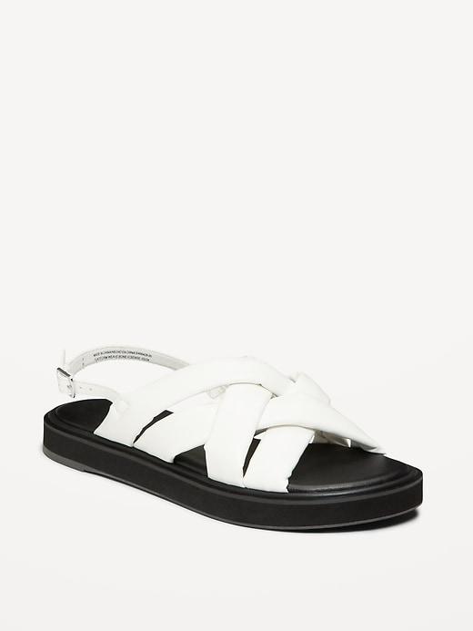 Puffy Cross-Strap Flatform Sandals Product Image