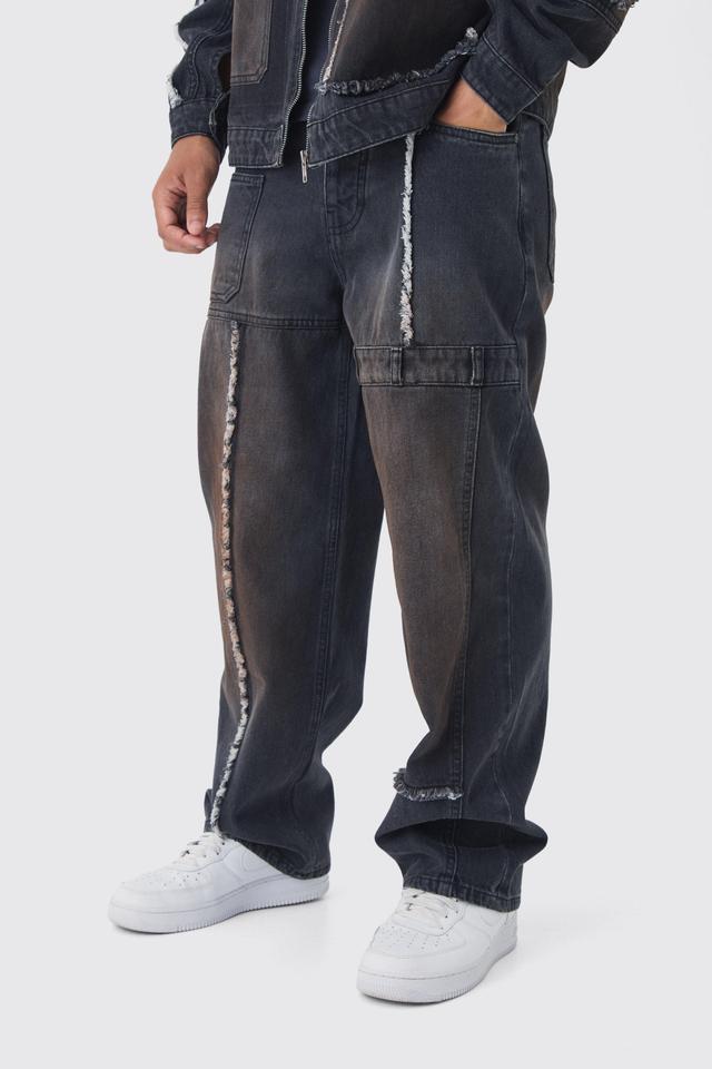 Baggy Fit Rigid Dirty Wash Carpenter Jeans | boohooMAN USA Product Image