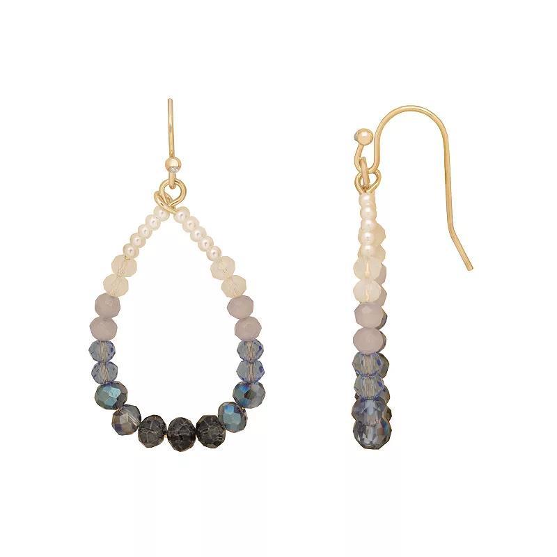 LC Lauren Conrad Gold Tone Beaded Drop Earrings, Womens, Blue Product Image