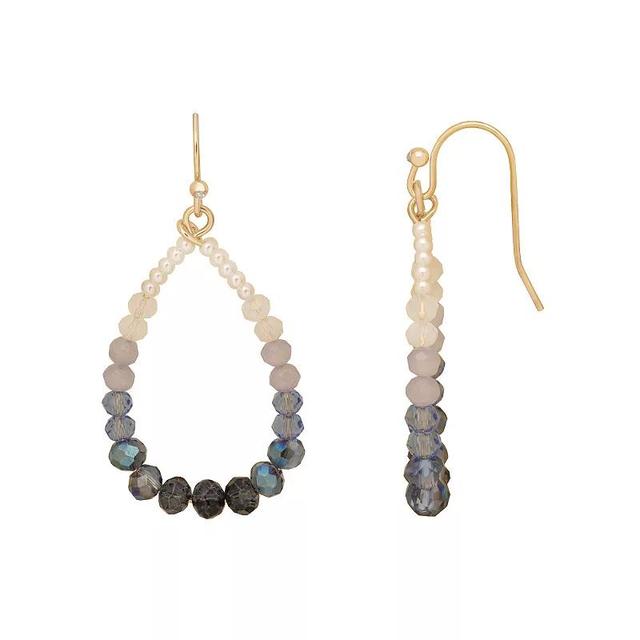 LC Lauren Conrad Gold Tone Beaded Drop Earrings, Womens, Blue Product Image