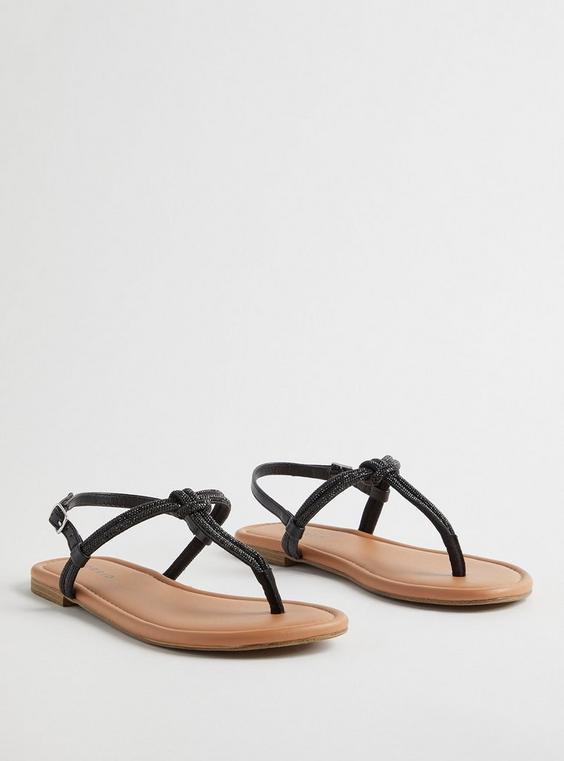 Embellished Knot T-Strap Sandal (WW) Product Image