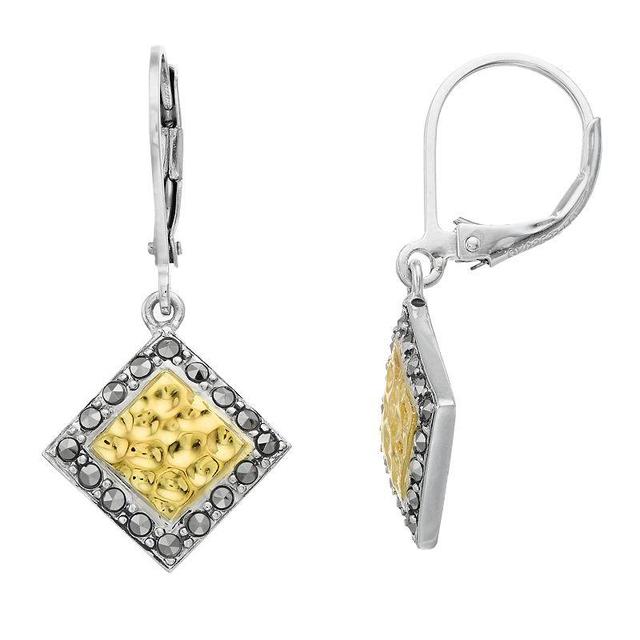 Lavish by TJM Sterling Silver Marcasite Earrings, Womens, Gold Tone Product Image