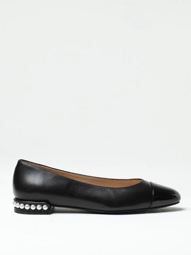 Lambskin Pearly-stud Ballerina Flats In Black Product Image