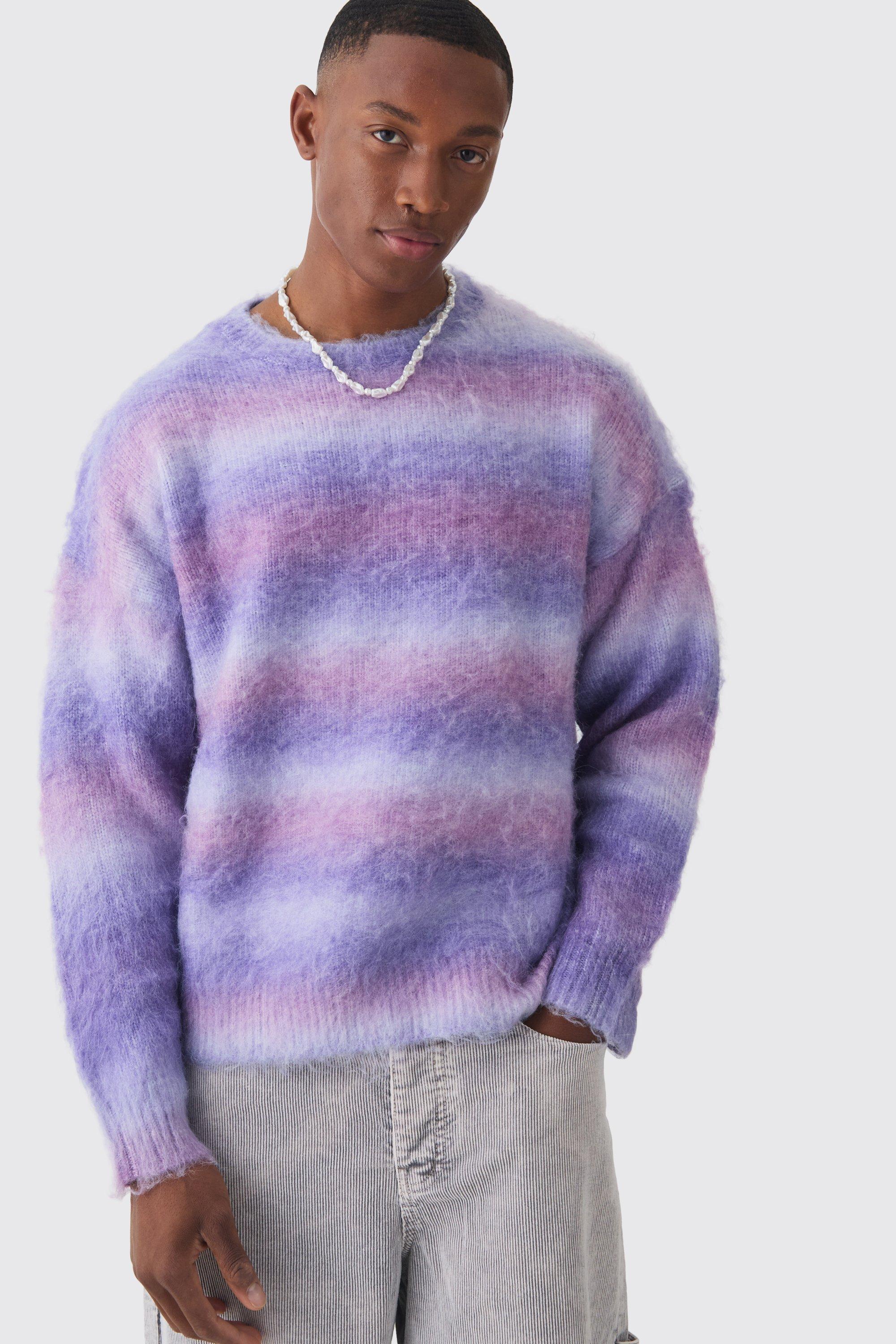 Oversized Boxy Brushed Stripe Knitted Jumper | boohooMAN USA Product Image