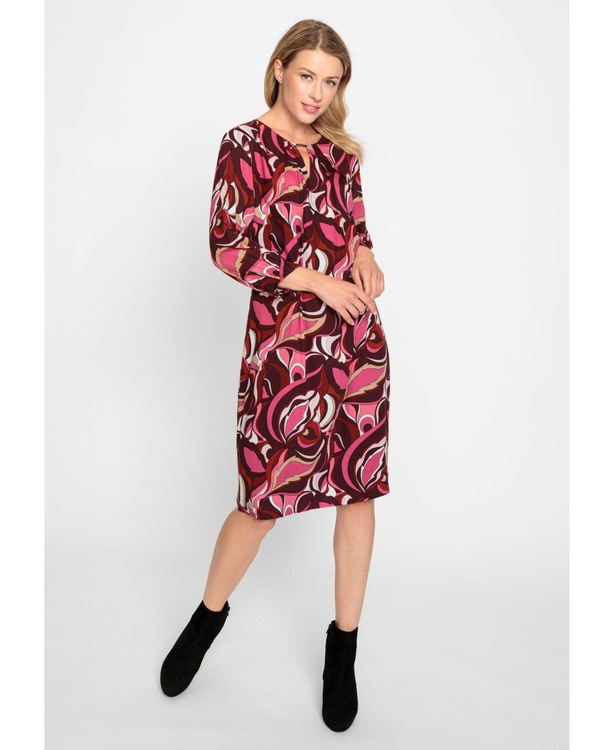 Olsen Womens 3/4 Sleeve Retro Print Dress Product Image