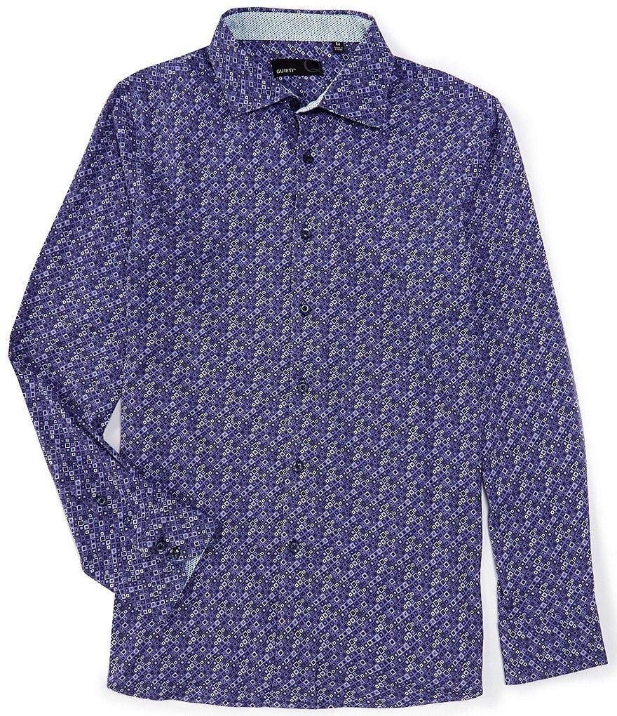 Quieti Performance Stretch Diamond Print Long Sleeve Woven Shirt Product Image