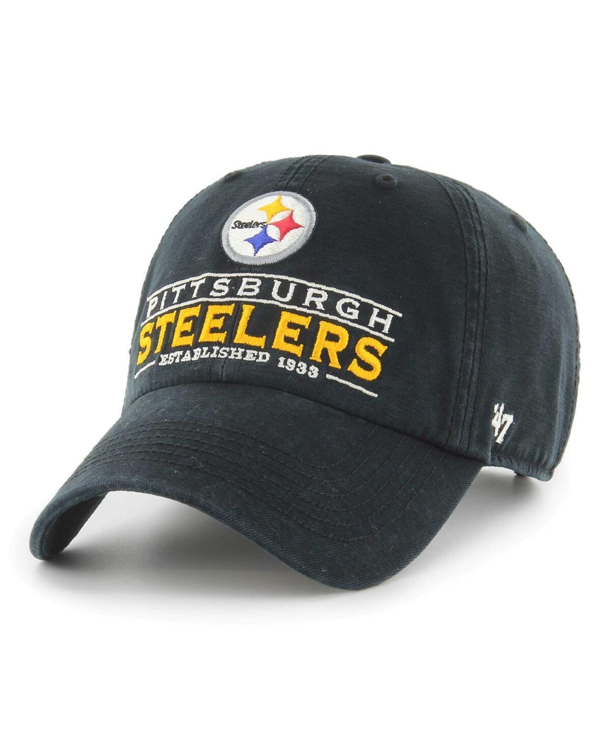 Mens 47 Brand Black Pittsburgh Steelers Vernon Clean UpAdjustable Hat Product Image