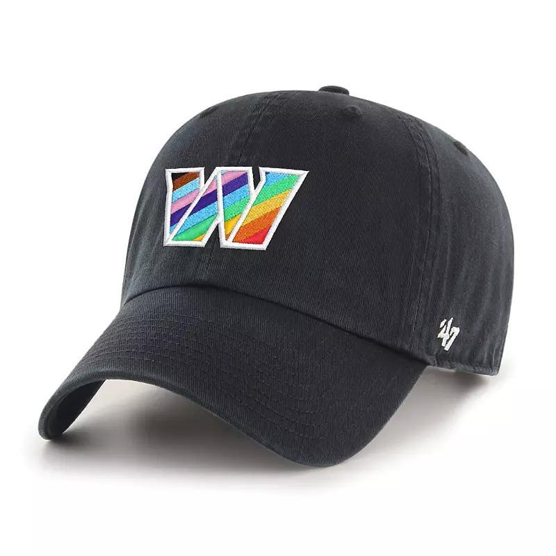 Mens 47 Black Washington Commanders Logo Pride Clean Up Adjustable Hat Product Image