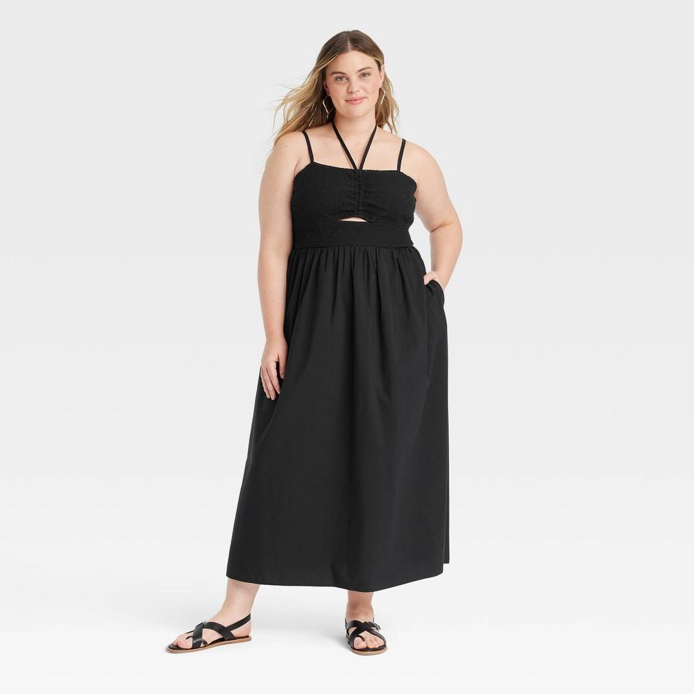 Womens Smocked Cut-Out Maxi Sundress - Universal Thread Black 3X Product Image