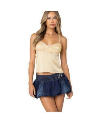 Women's Blanca Satin Lace Trim Tank Top Product Image