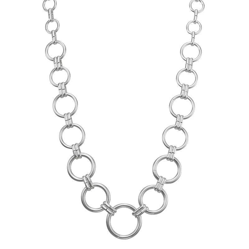 Nine West Silver Tone Link Collar Necklace, Womens Product Image