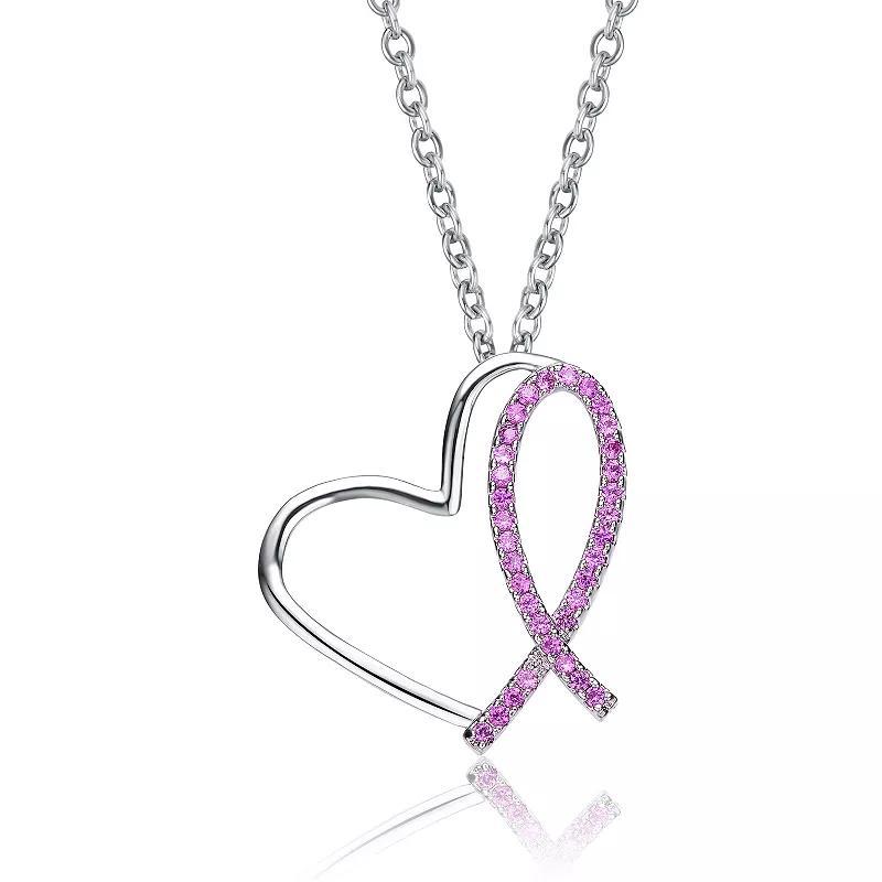 Sterling Silver Pink Cubic Zirconia Loop Necklace, Womens Two Tone Product Image