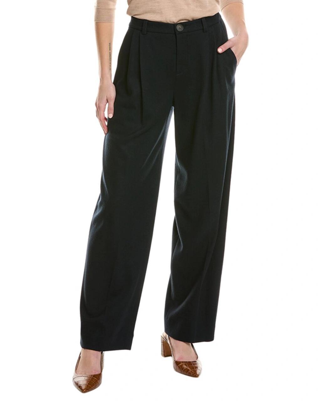 Pleat Front Wool-blend Pant In Blue Product Image