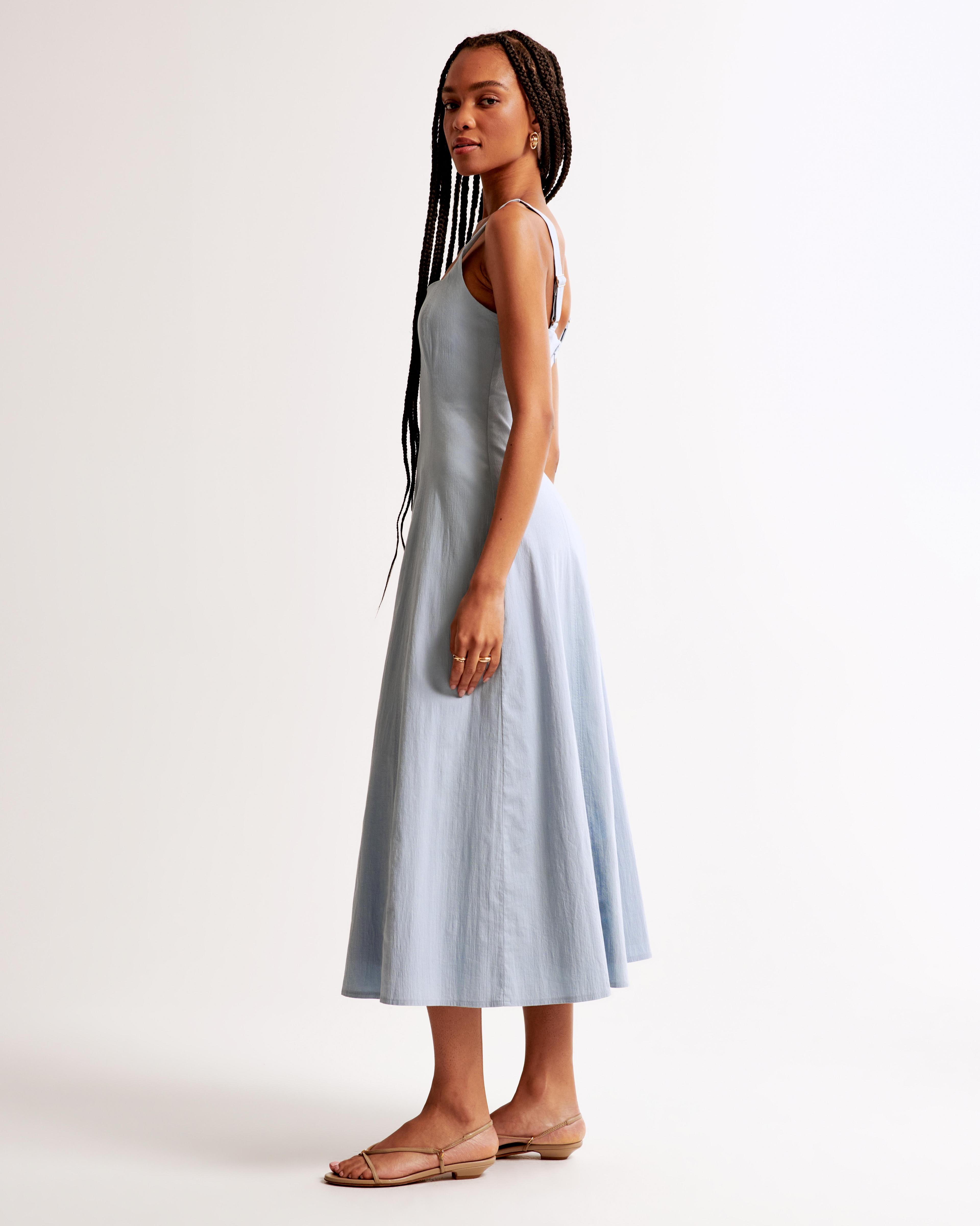 The A&F Mila Fit & Flare Stretch Midi Dress Product Image