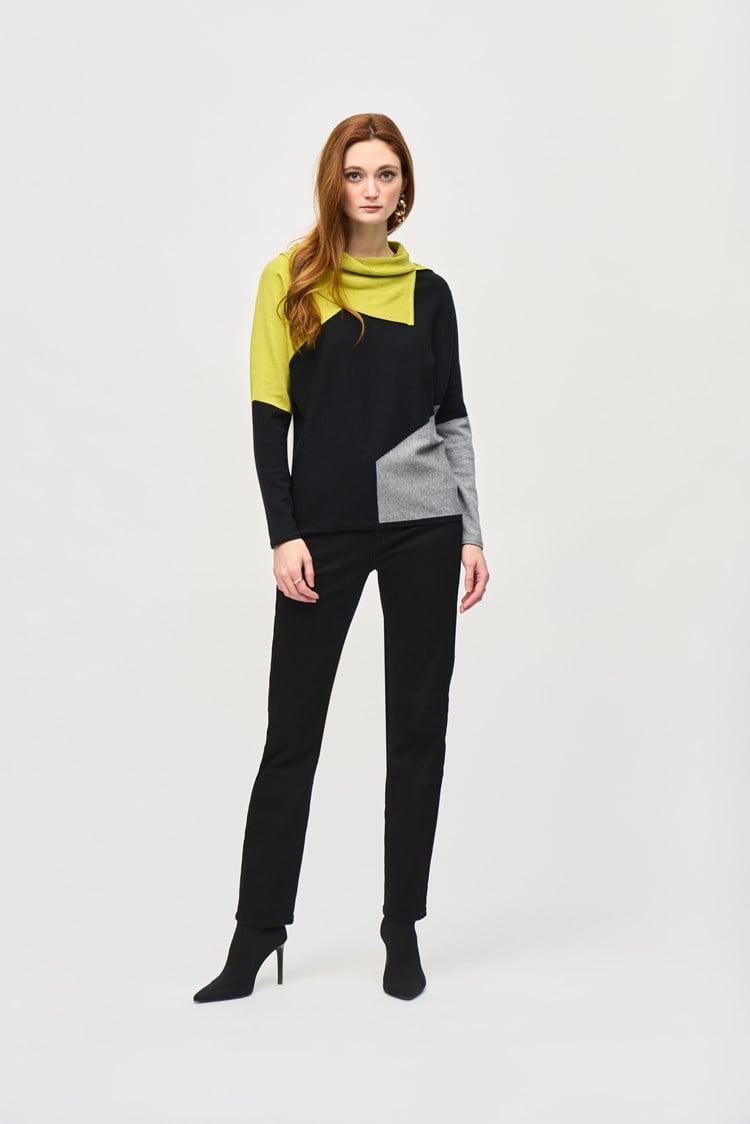 Color-Block Jacquard Sweater Top Product Image