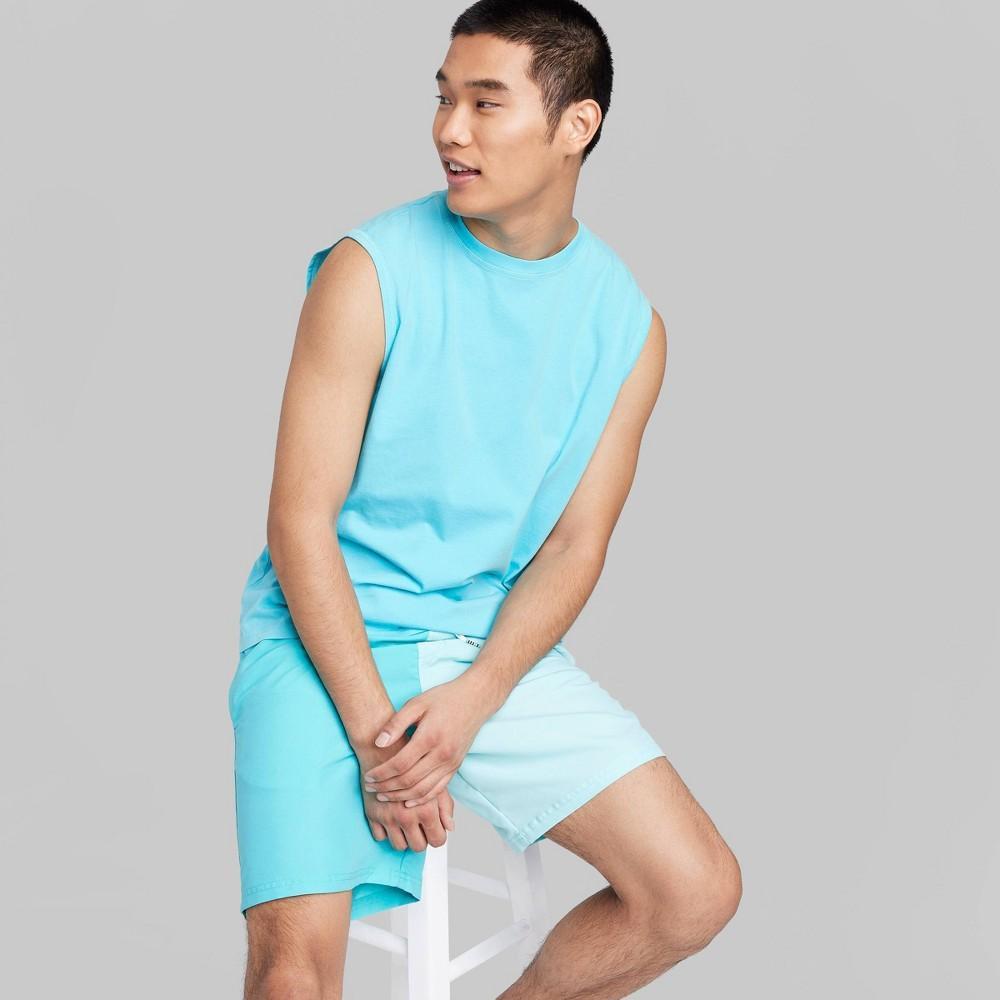 Mens Regular Fit Crewneck Tank Top - Original Use Aqua Blue Product Image