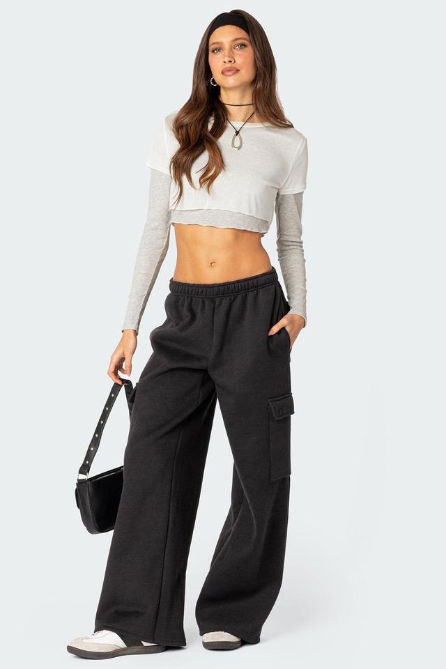 Wide Leg Cargo Sweatpants Product Image