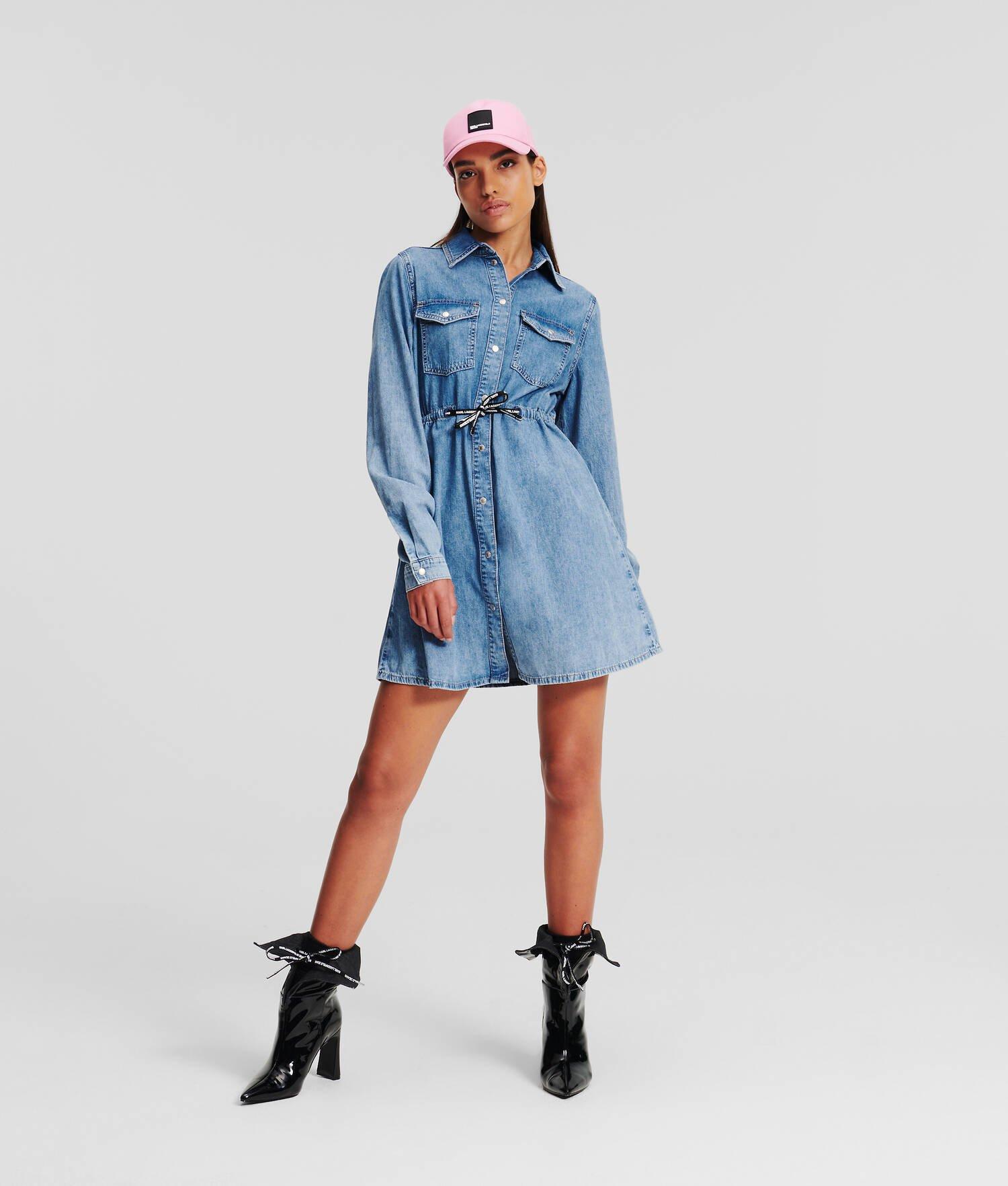 KLJ TIE WAIST DENIM SHIRT DRESS product image