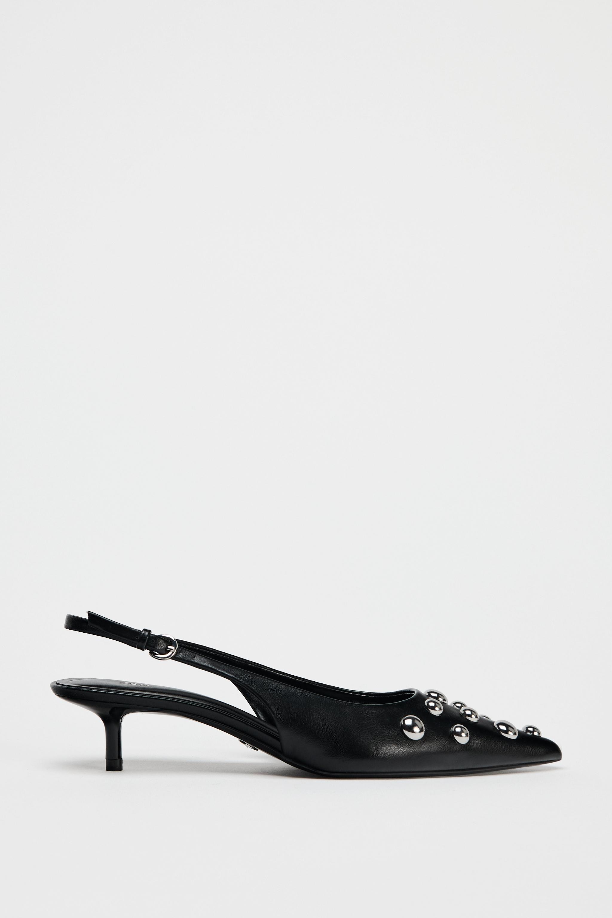 STUDDED KITTEN HEEL SLINGBACKS Product Image