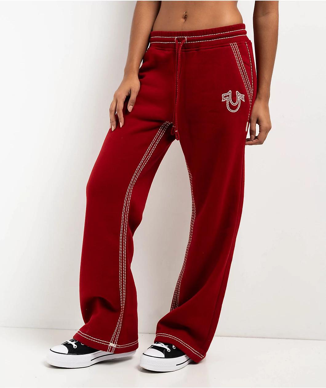 True Religion Super T Horseshoe Red Dahlia Sweatpants Product Image