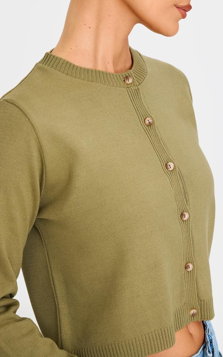 Olive Basic Button Up Knit Cardigan Product Image