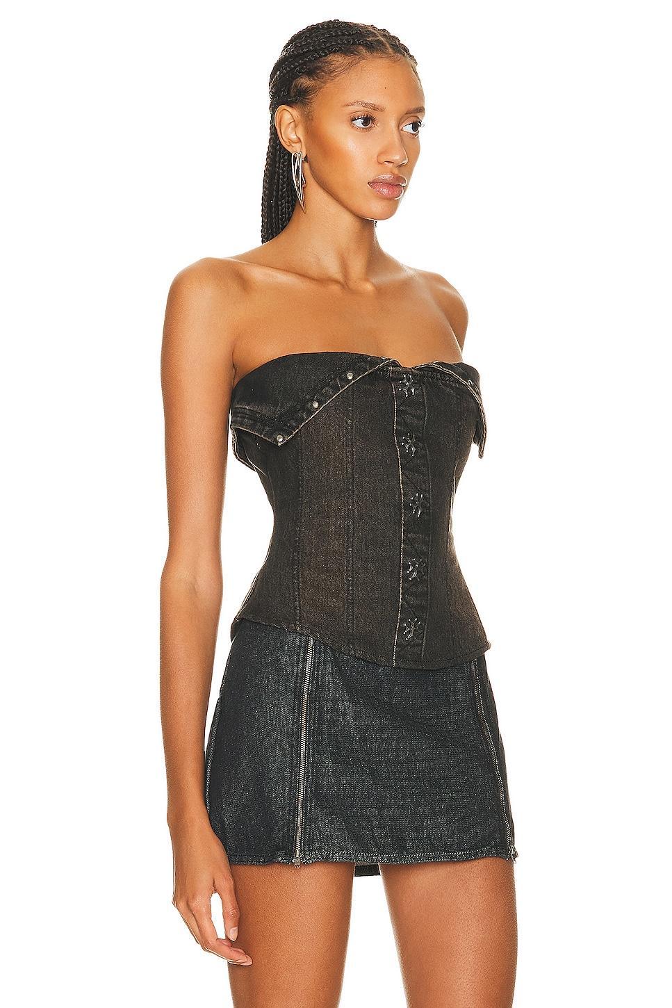 Miaou Scarlett Strapless Denim Corset Top Product Image