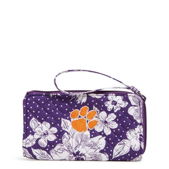 Vera Bradley Collegiate RFID Front Zip Wristlet Women in Purple /White Rain Garden with Clemson University Logo Product Image