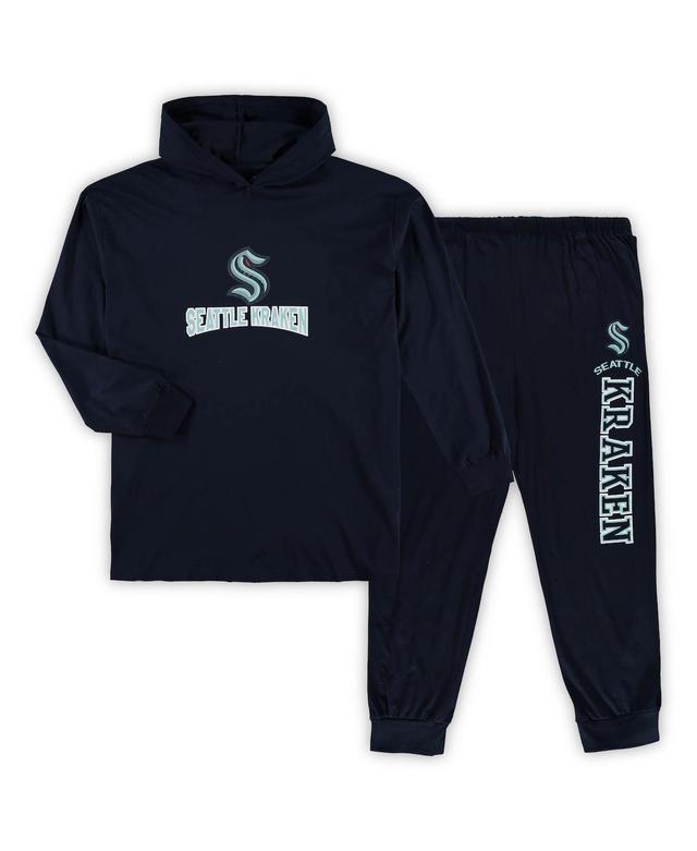 Mens Concepts Sport Deep Sea Blue Seattle Kraken Big & Tall Pullover Hoodie & Joggers Sleep Set Krk Blue Product Image