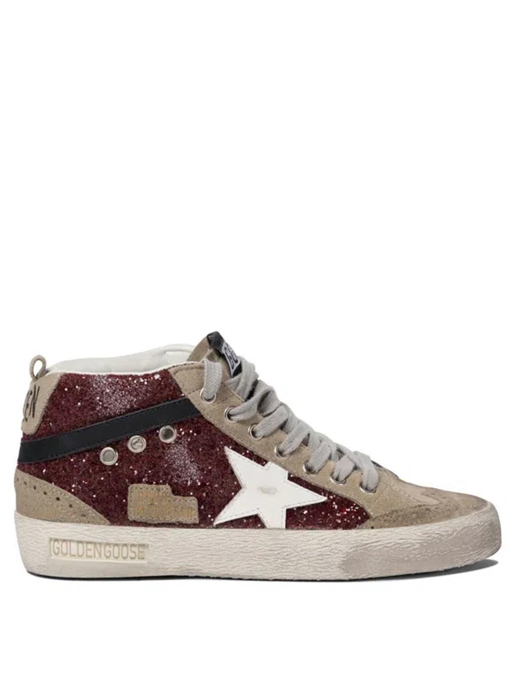 GOLDEN GOOSE Mid Star High-top Sneakers In Dark Red Product Image