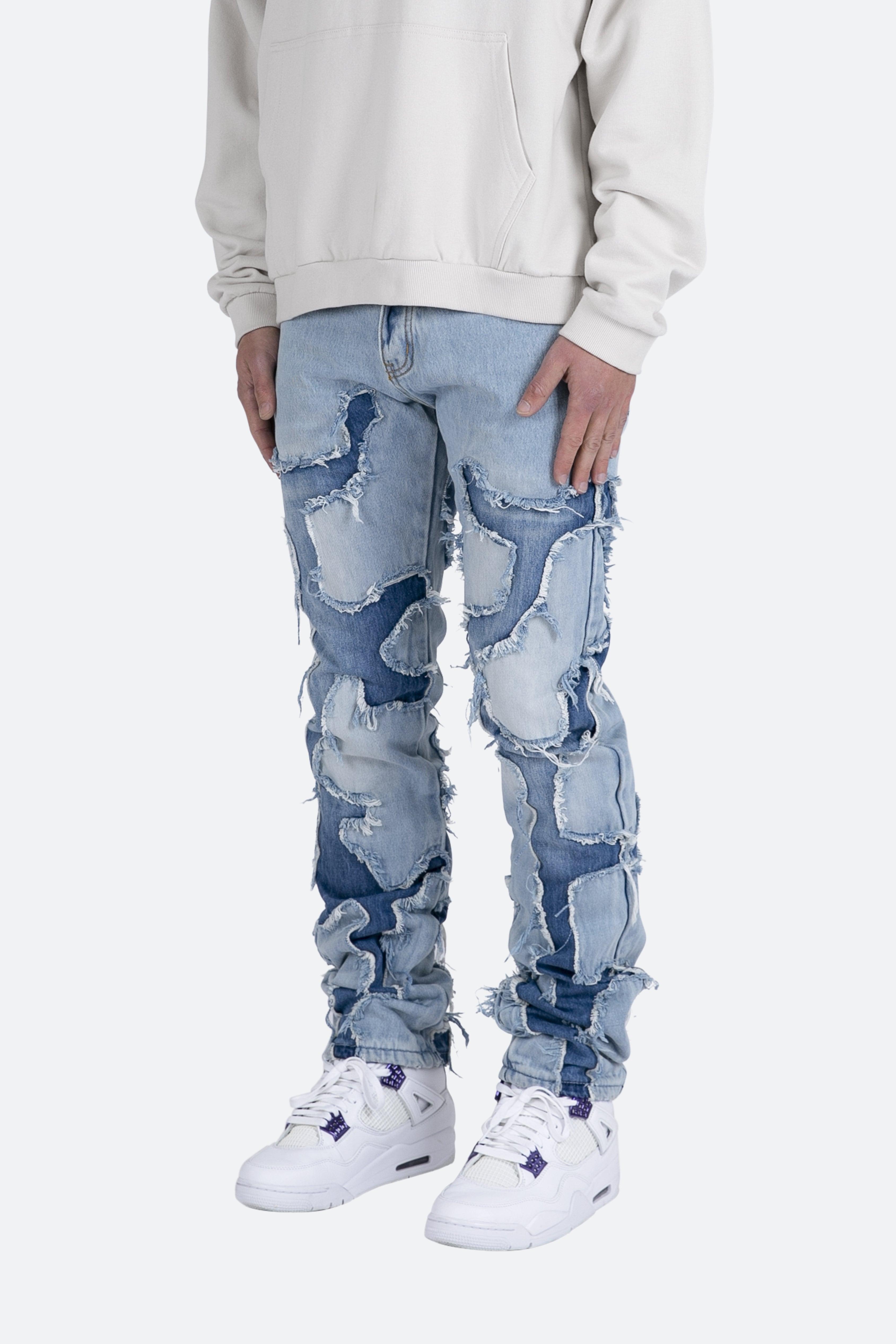 D423 Cracked Straight Denim - Blue Product Image