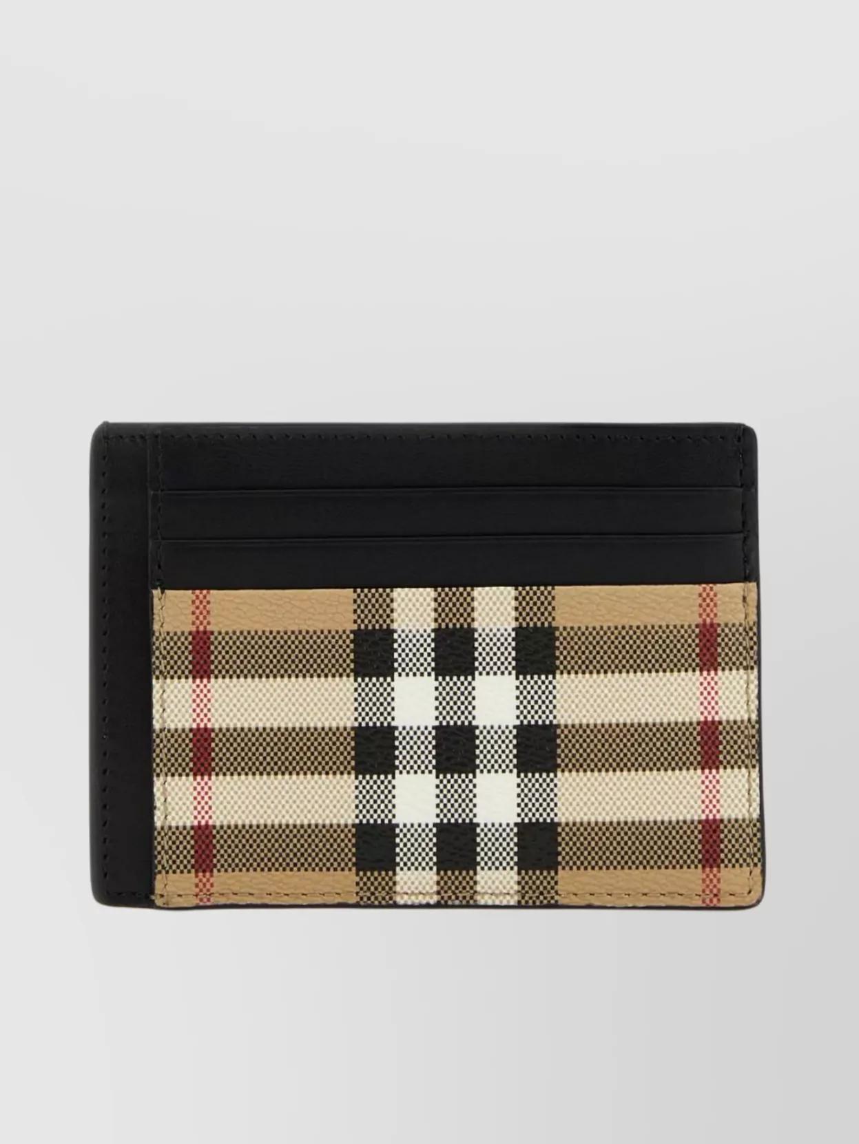 Canvas Cardholder With Checkered Pattern And Contrast Trim In Beige Product Image