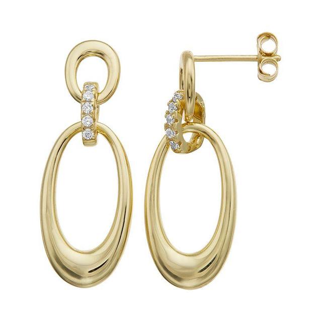 14k Gold Over Silver & Cubic Zirconia Oblong Chain Dangle Earrings, Womens, Yellow Product Image